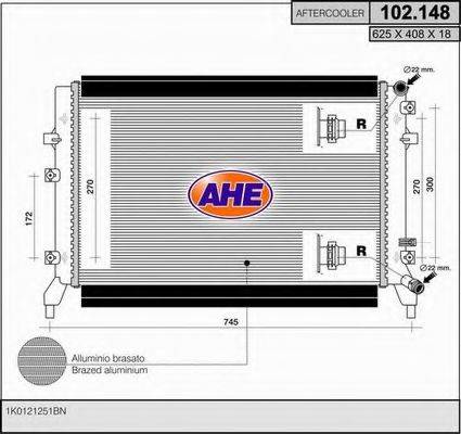 Радиатор охлаждения двигателя AHE 102.148