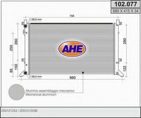 Радиатор охлаждения двигателя AHE 102.077
