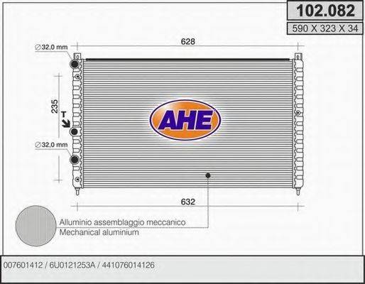 Радиатор охлаждения двигателя AHE 102.082