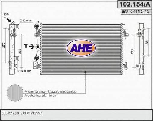 Радиатор охлаждения двигателя AHE 102.154/A