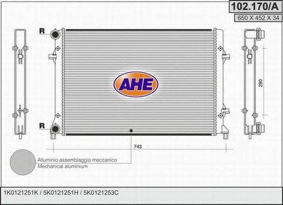 Радиатор охлаждения двигателя AHE 102.170/A