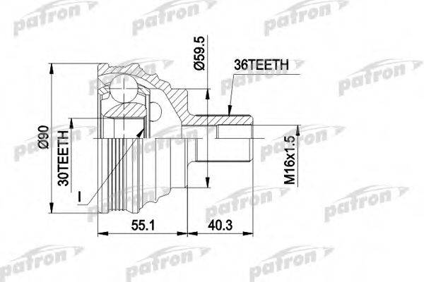 PATRON PCV1467 Шарнірний комплект, приводний вал