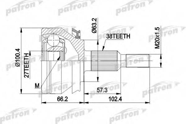PATRON PCV4032 Шарнірний комплект, приводний вал