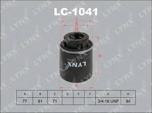 Фильтр масляный ДВС  LYNXAUTO LC-1041