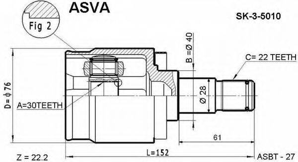 ШРУС с пыльником ASVA SK-3-5010