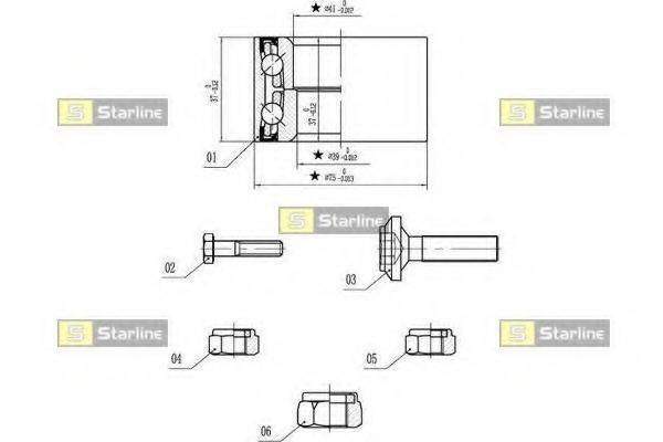 STARLINE LO01355 Комплект підшипника ступиці колеса