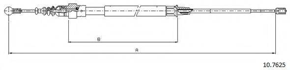 CABOR 107625 Трос, стояночная тормозная система