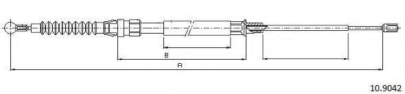 Трос, стояночная тормозная система CABOR 10.9042
