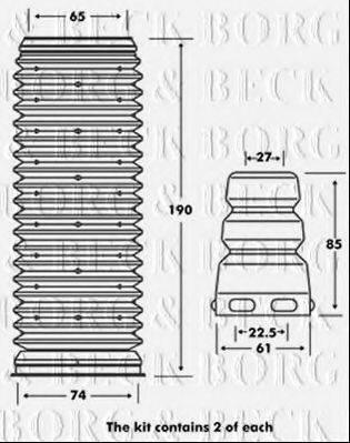 BORG & BECK BPK7001 Пилозахисний комплект, амортизатор