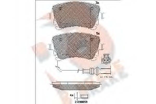 R BRAKE RB1674203 Комплект гальмівних колодок, дискове гальмо