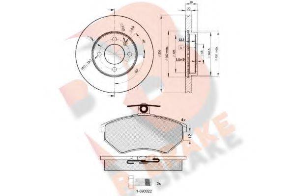 R BRAKE 3R10113790 Комплект тормозов, дисковый тормозной механизм