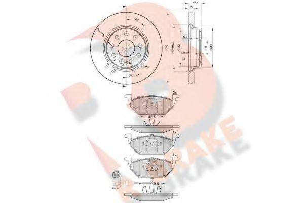 Комплект тормозов, дисковый тормозной механизм R BRAKE 3R13495614