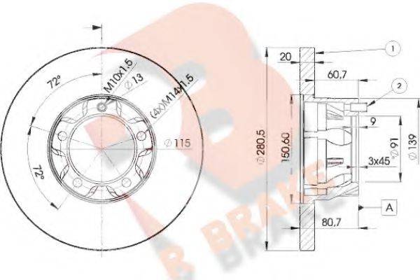 Тормозной диск R BRAKE 78RBD13017