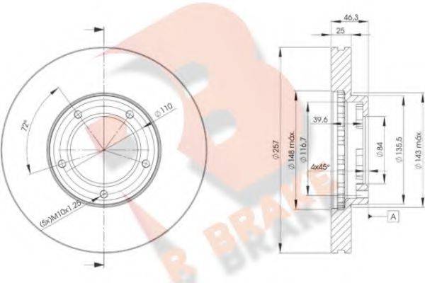 Тормозной диск R BRAKE 78RBD25180