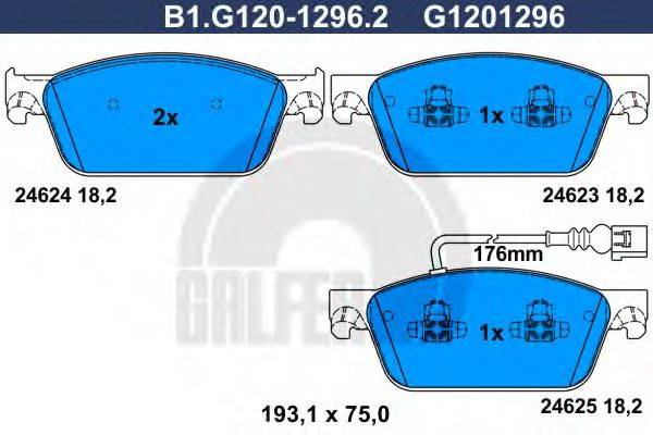 Комплект гальмівних колодок, дискове гальмо GALFER B1.G120-1296.2