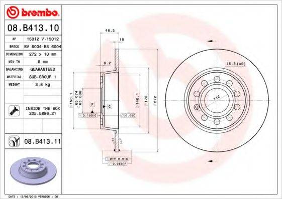 BREMBO 08B41311 Тормозной диск