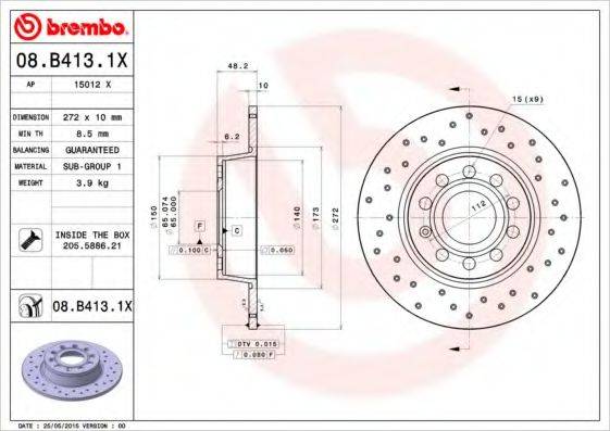 BREMBO 08B4131X гальмівний диск