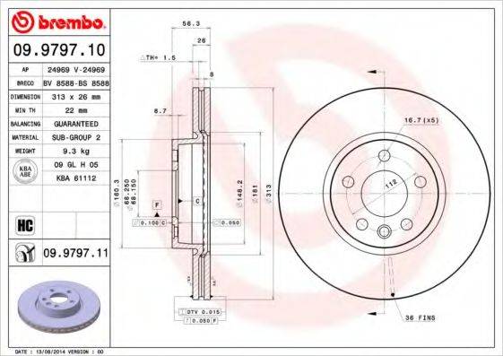 Тормозной диск BREMBO 09.9797.10