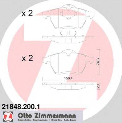 Комплект гальмівних колодок, дискове гальмо ZIMMERMANN 21848.200.1