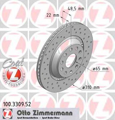 Тормозной диск ZIMMERMANN 100.3309.52