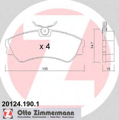 Комплект гальмівних колодок, дискове гальмо ZIMMERMANN 20124.190.1
