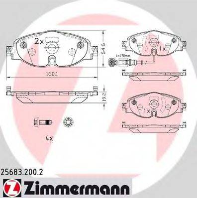 ZIMMERMANN 256832002 Комплект гальмівних колодок, дискове гальмо