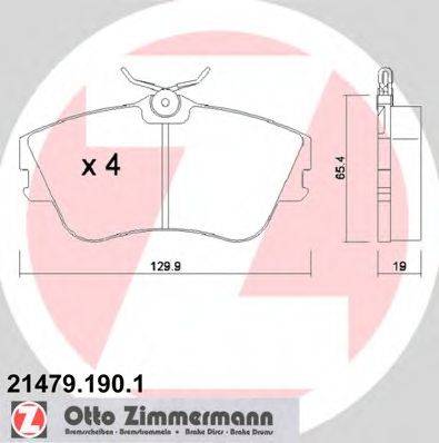 Комплект гальмівних колодок, дискове гальмо ZIMMERMANN 21479.190.1
