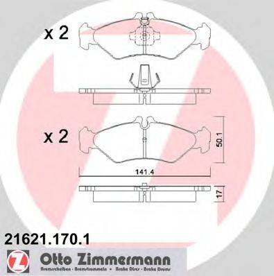 Комплект гальмівних колодок, дискове гальмо ZIMMERMANN 21621.170.1