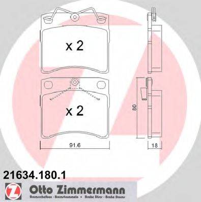 ZIMMERMANN 216341801 Комплект гальмівних колодок, дискове гальмо