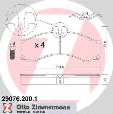 ZIMMERMANN 290762001 Комплект гальмівних колодок, дискове гальмо