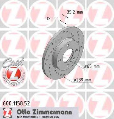 гальмівний диск ZIMMERMANN 600.1158.52