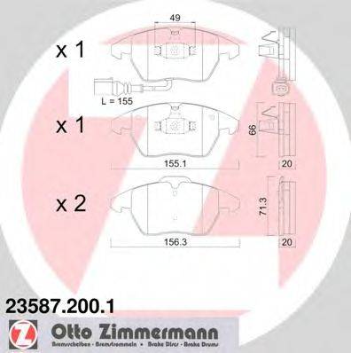 ZIMMERMANN 235872001 Комплект гальмівних колодок, дискове гальмо