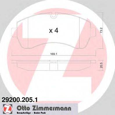 ZIMMERMANN 292002051 Комплект гальмівних колодок, дискове гальмо