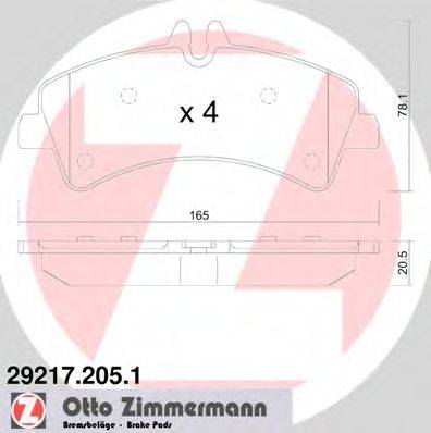 Комплект гальмівних колодок, дискове гальмо ZIMMERMANN 29217.205.1
