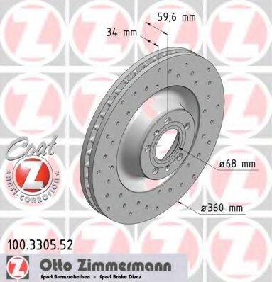 гальмівний диск ZIMMERMANN 100.3305.52