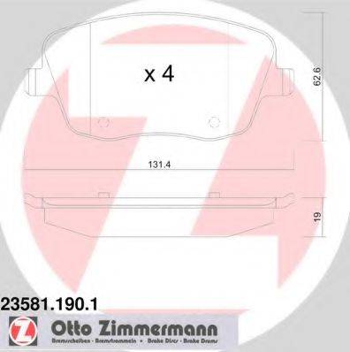 Комплект гальмівних колодок, дискове гальмо ZIMMERMANN 23581.190.1
