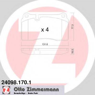 ZIMMERMANN 240981701 Комплект гальмівних колодок, дискове гальмо