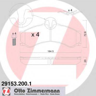 ZIMMERMANN 291532001 Комплект гальмівних колодок, дискове гальмо
