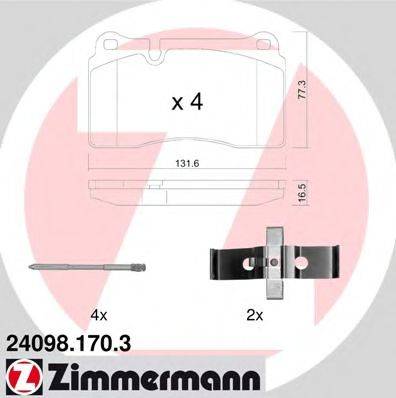 Комплект гальмівних колодок, дискове гальмо ZIMMERMANN 24098.170.3