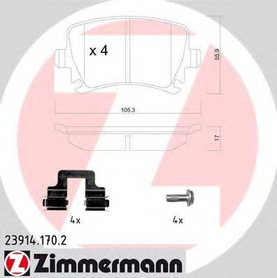 ZIMMERMANN 239141702 Комплект гальмівних колодок, дискове гальмо