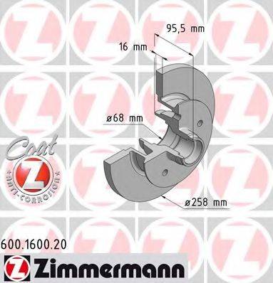 Тормозной диск ZIMMERMANN 600.1600.20