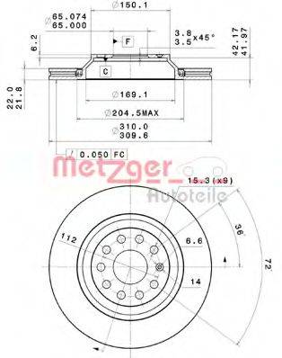 гальмівний диск METZGER 25084