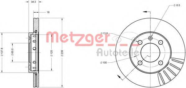 Тормозной диск METZGER 6110015