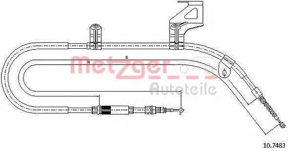 Трос, стояночная тормозная система METZGER 10.7483