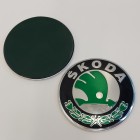 Эмблема Skoda 80 мм зеленая без направляющих